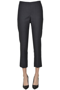 Micro checked print wool trousers 6397