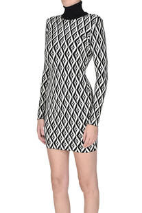 Designer logo print jacquard knit dress Elisabetta Franchi