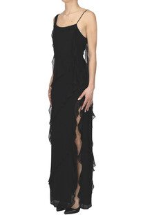 Abito lungo in chiffon con ruches Nenette