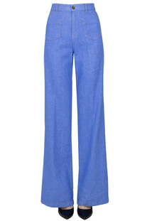 Denim effect cotton and linen trousers Kiltie
