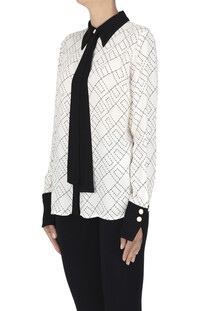 Camicia in crepè stampa logo Elisabetta Franchi