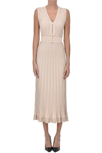 Pleated knit dress with lurex D.Exterior
