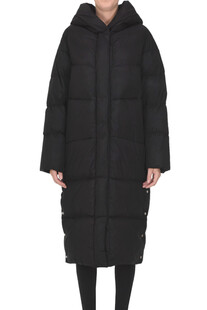 Quilted hooded long down jacket ADD