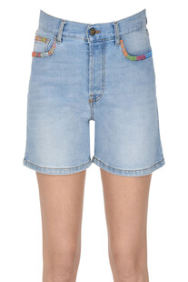 Contrasting stitching denim shorts PAR.CO