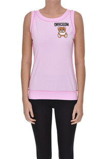 Embroidered chest designer logo tank top Moschino Couture