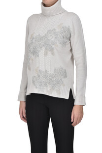 Textured knit pullover with lace inserts D.Exterior