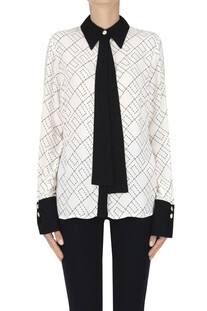 Camicia in crepè stampa logo Elisabetta Franchi
