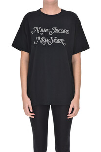 T-shirt con logo in strass Marc Jacobs