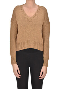 Pullover cropped in cotone lino Base Milano