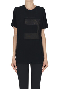 T-shirt con logo in pizzo Elisabetta Franchi