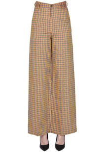 Checked print linen trousers True NYC