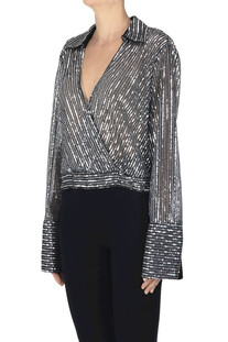 Camicia cropped con paillettes Semicouture