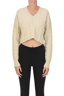 Cropped cable knit pullover Fortela