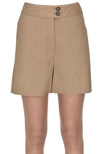 Pinstriped linen-blend shorts Pinko