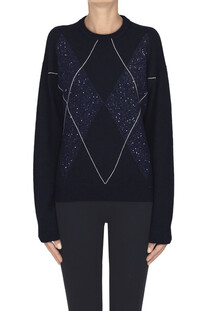 Pullover a rombi con paillettes Peserico
