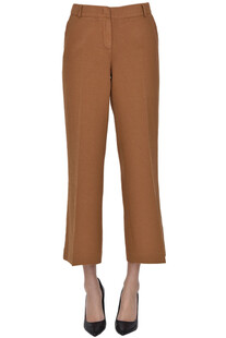 Pantaloni cropped in cotone e lino Kiltie