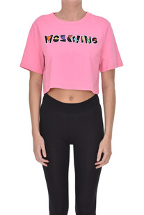 T-shirt cropped con logo   Moschino Couture