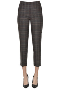Cropped checked print trousers Theory