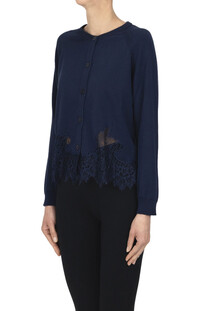 Lace hem cardigan Semicouture