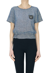 Top in tessuto effetto denim Kristina Ti