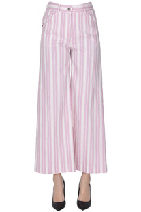 Striped cotton and linen trousers True Royal
