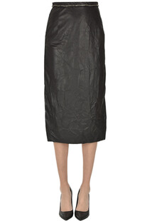 Embellished ruffled eco-leather skirt N.21