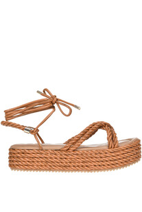 Woven leather wedge sandals 181