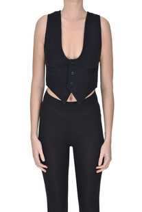 Cropped cotton and linen gilet Laurence Bras