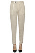 Striped linen-blend trousers White Sand