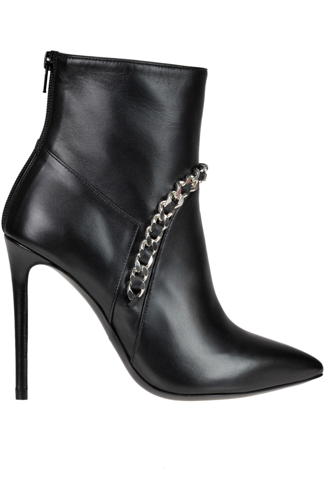 MARC ELLIS LEATHER ANKLE BOOTS WITH METAL CHAIN