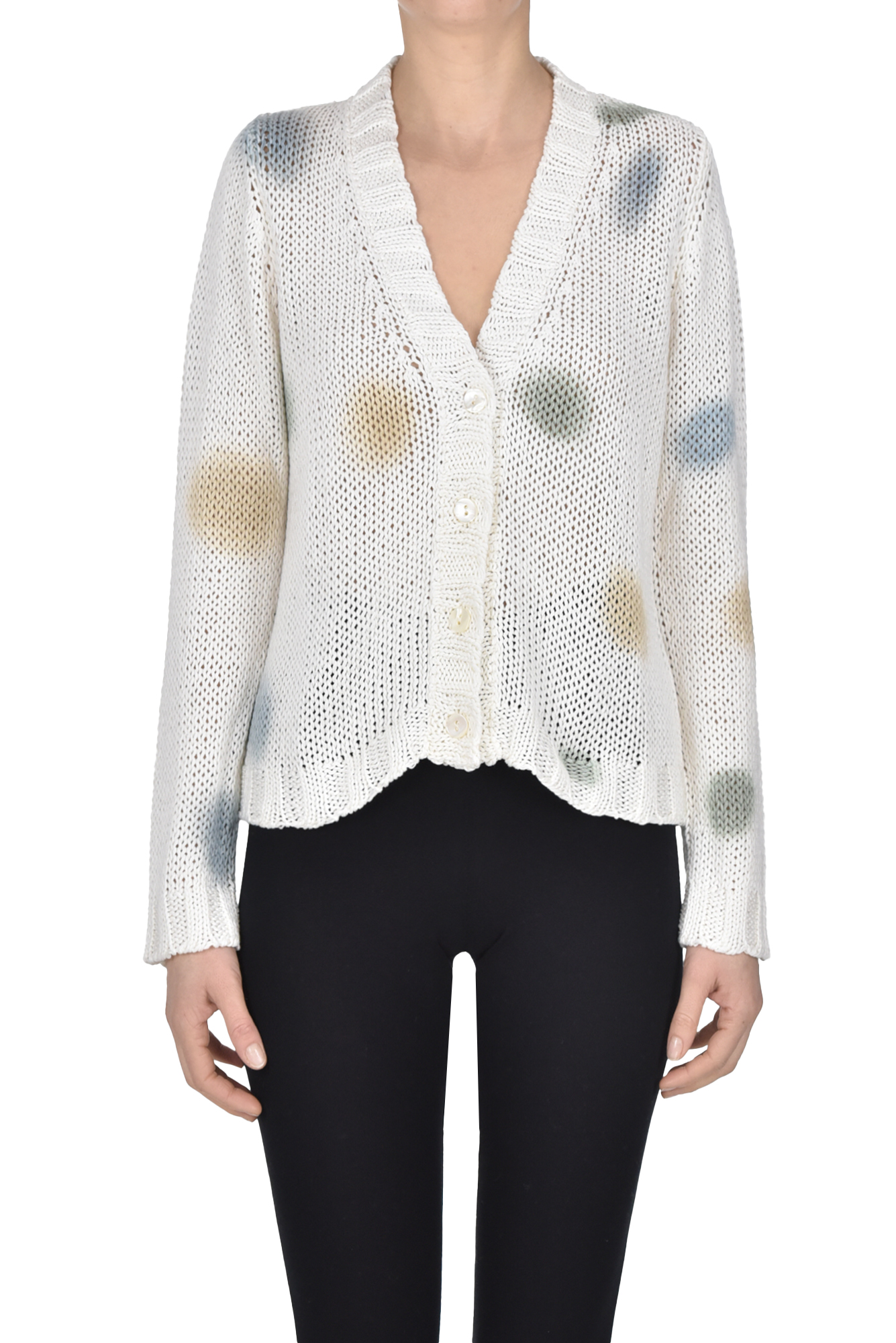 Alessandro Aste Woven Knit Cardigan In Ivory