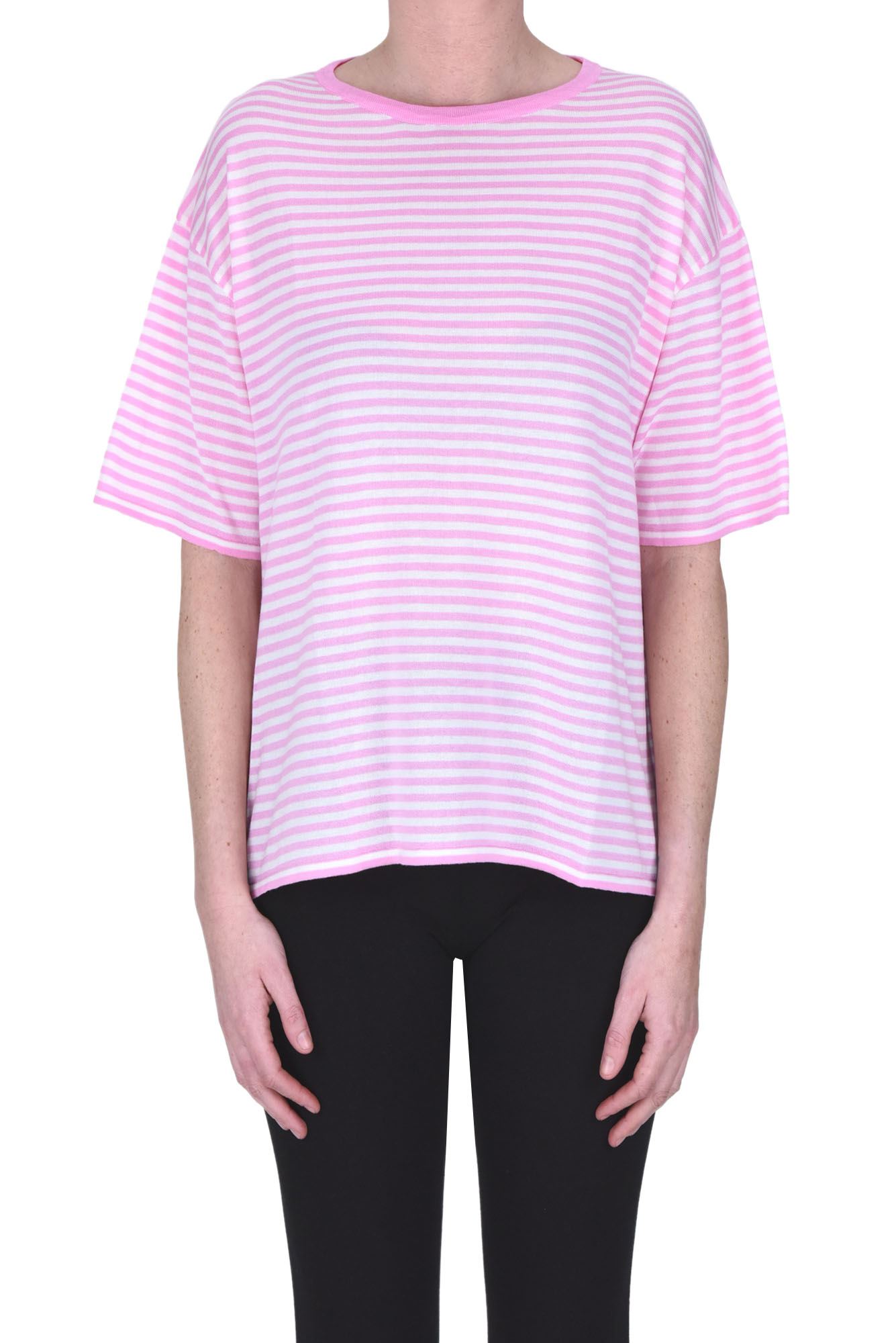 Shop Base Milano Striped Pullover In Pink