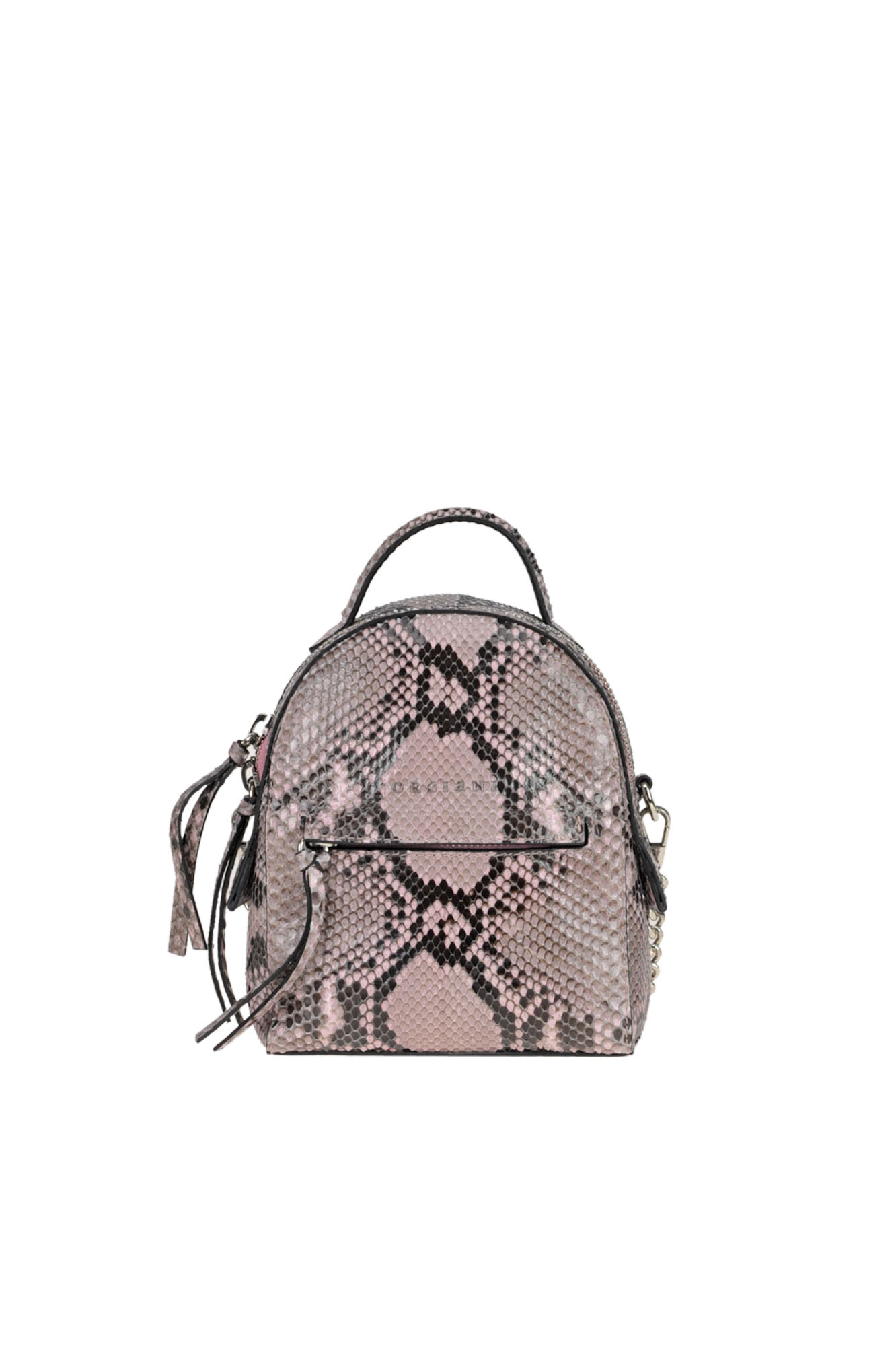 Orciani Petit Python Leather Mini Backpack In Pale Pink