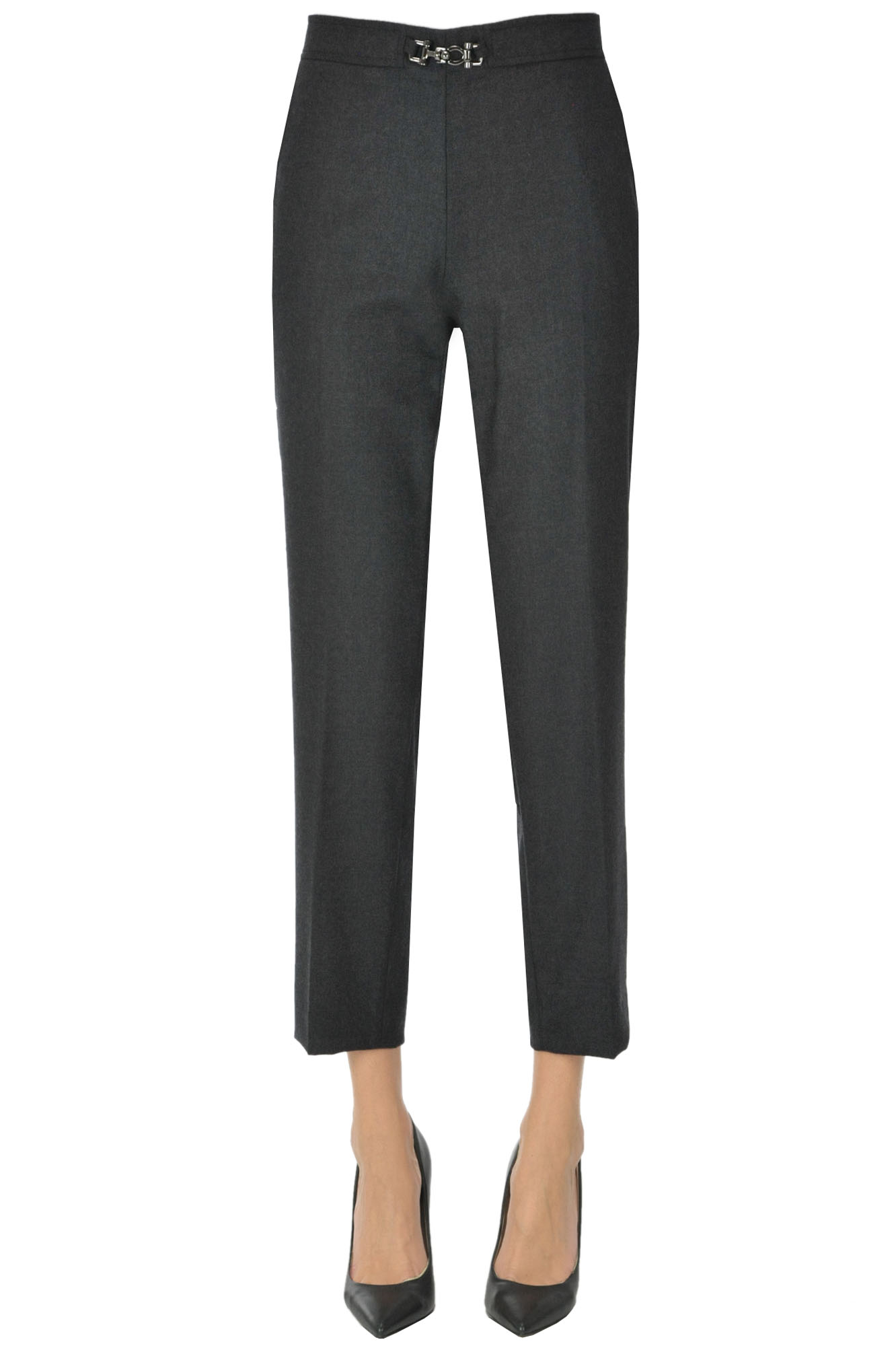 Shop Clips Wool Trousers In Charcoal