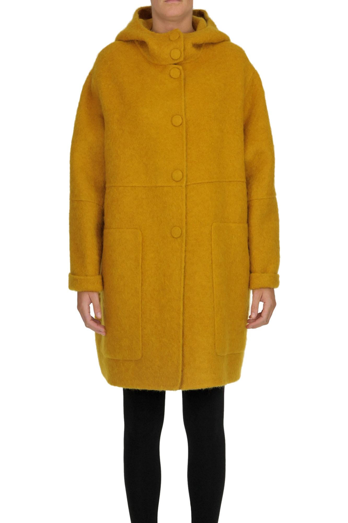Rochas Mohair Wool-blend Coat In Mustard