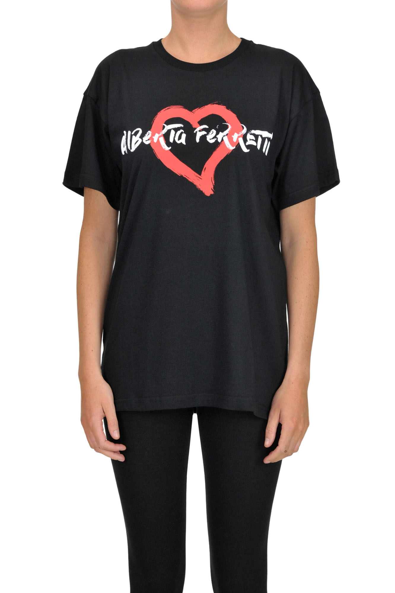 Alberta Ferretti Designer Logo T-shirt In Black