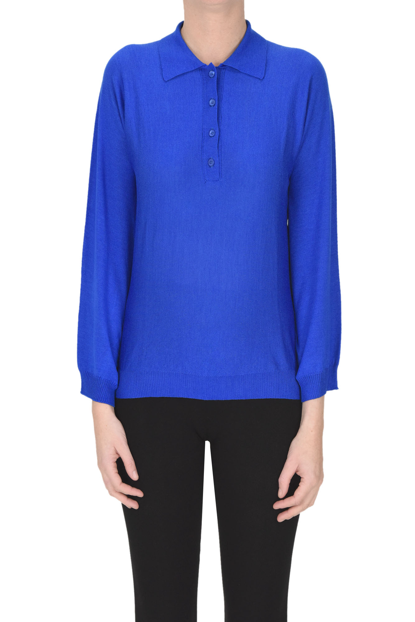 Shop Alberta Ferretti Polo Style Pullover In Blue