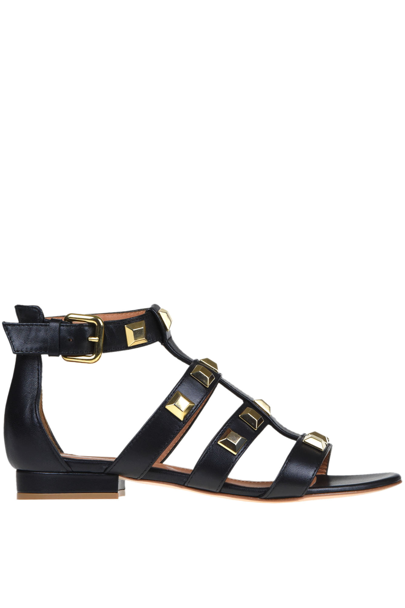 Via Roma 15 Studded Leather Sandals In Black