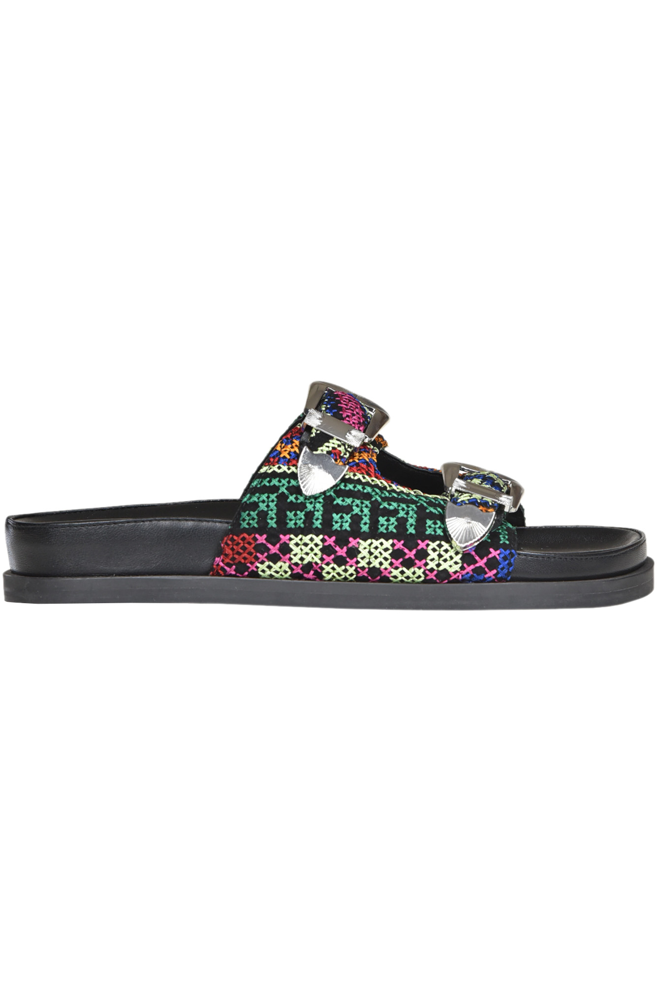 STRATEGIA EMBROIDERED FABRIC SLIDES