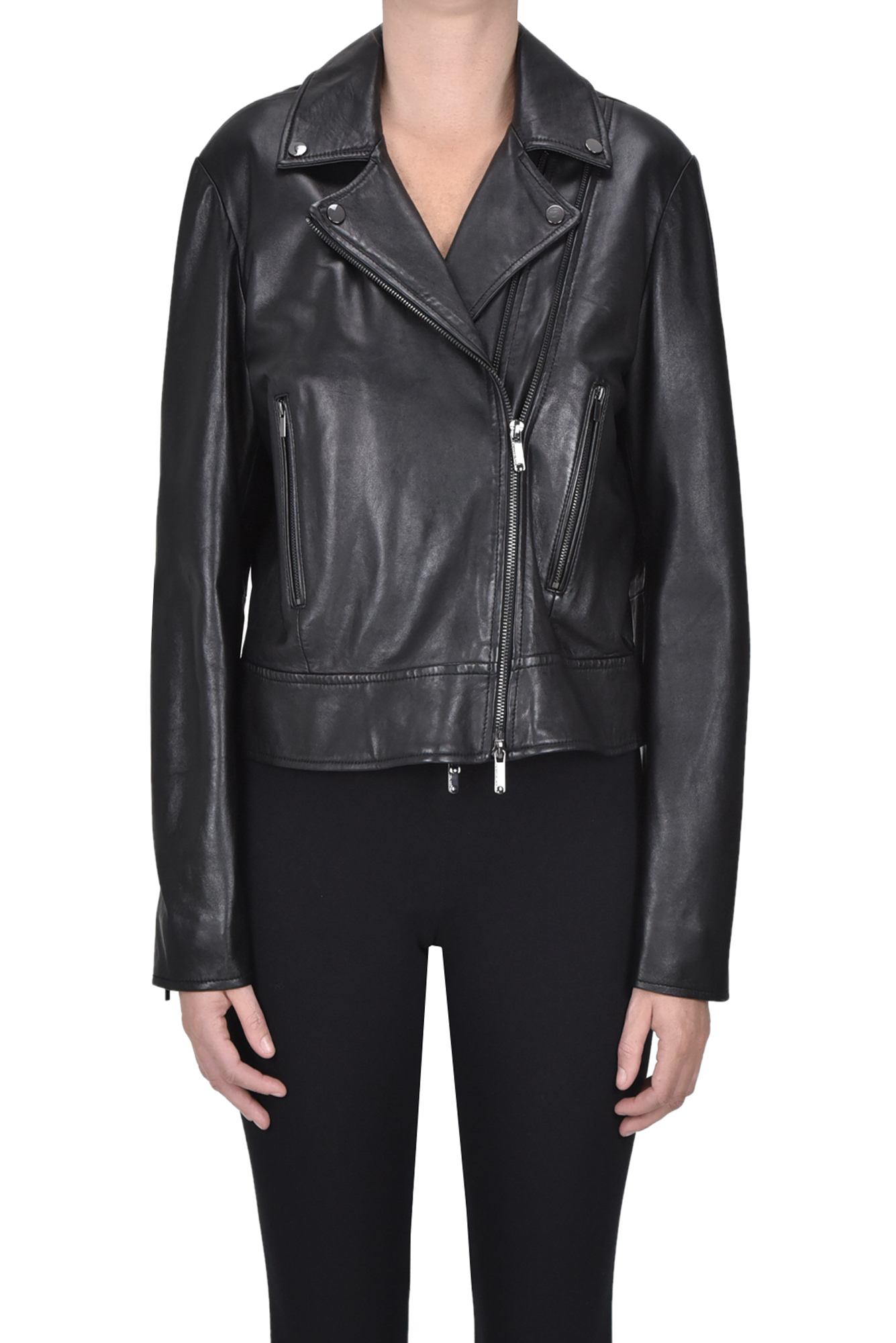 Giubbotto biker in pelle