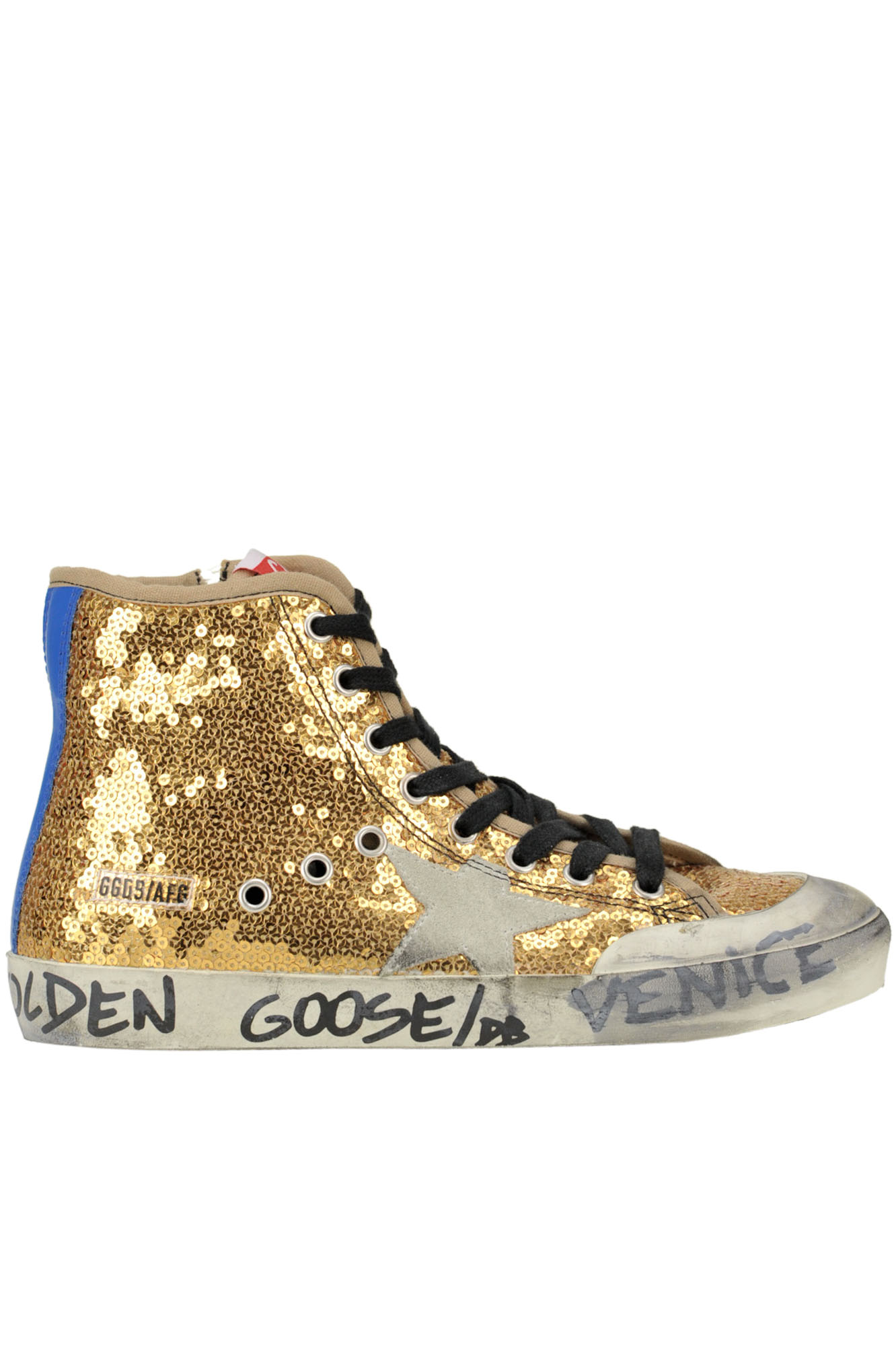 Golden Goose Francy Sequined High-top Sneakers In Gold