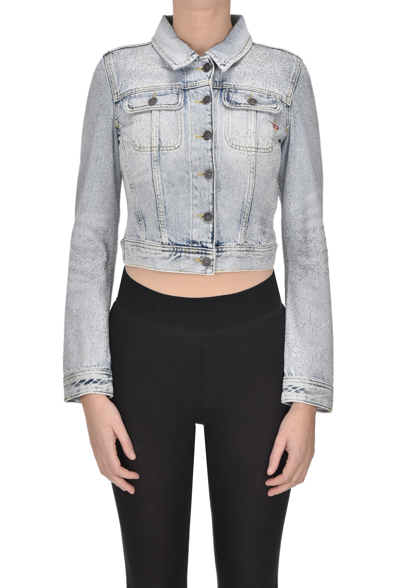 Diesel Embellished Denin Jacket In Light Denim