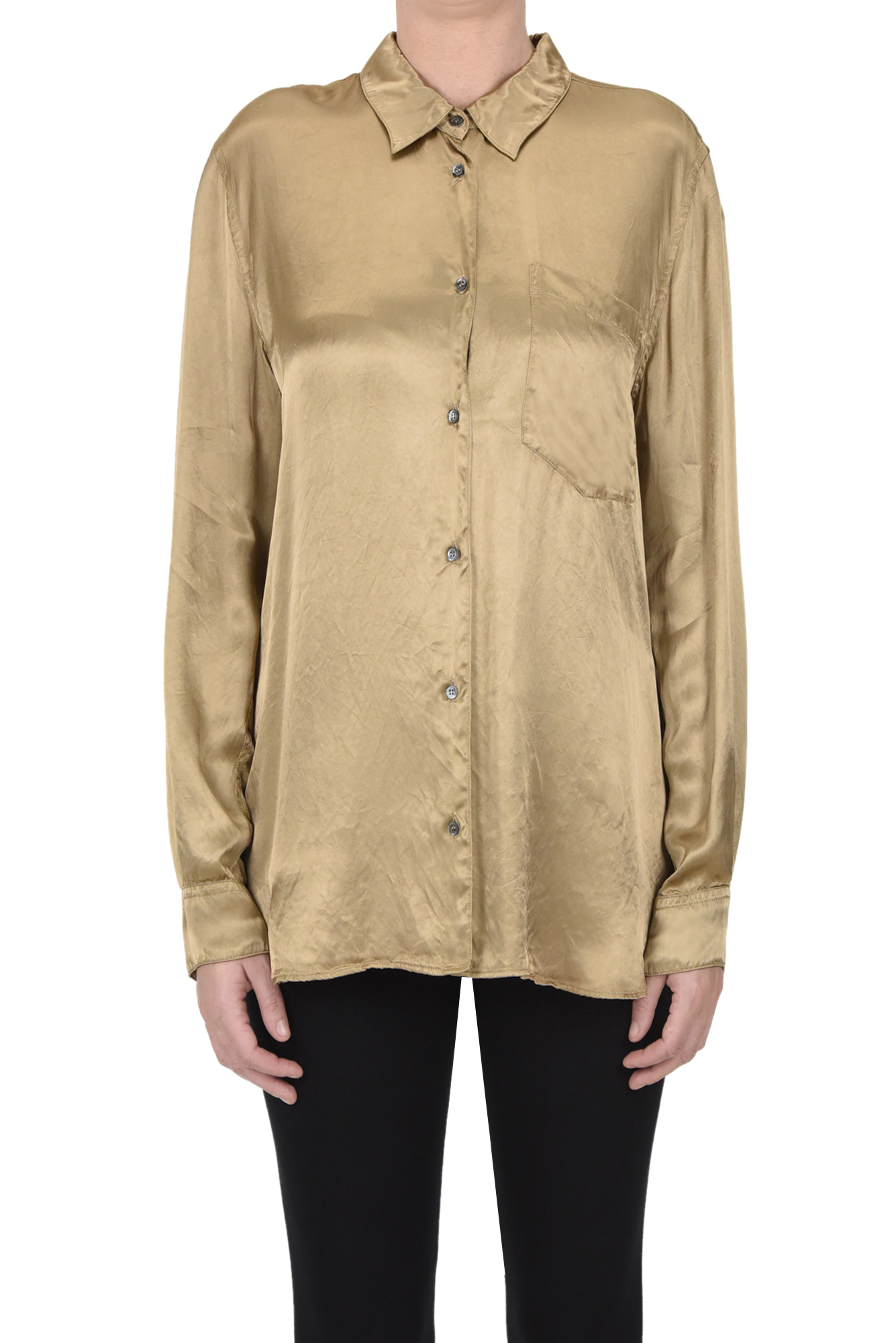Aspesi Viscose Satin Shirt In Camel