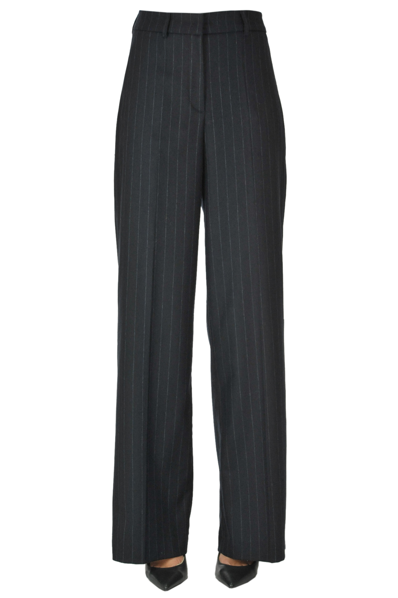 I.c.f. Pinstriped Trousers In Navy Blue