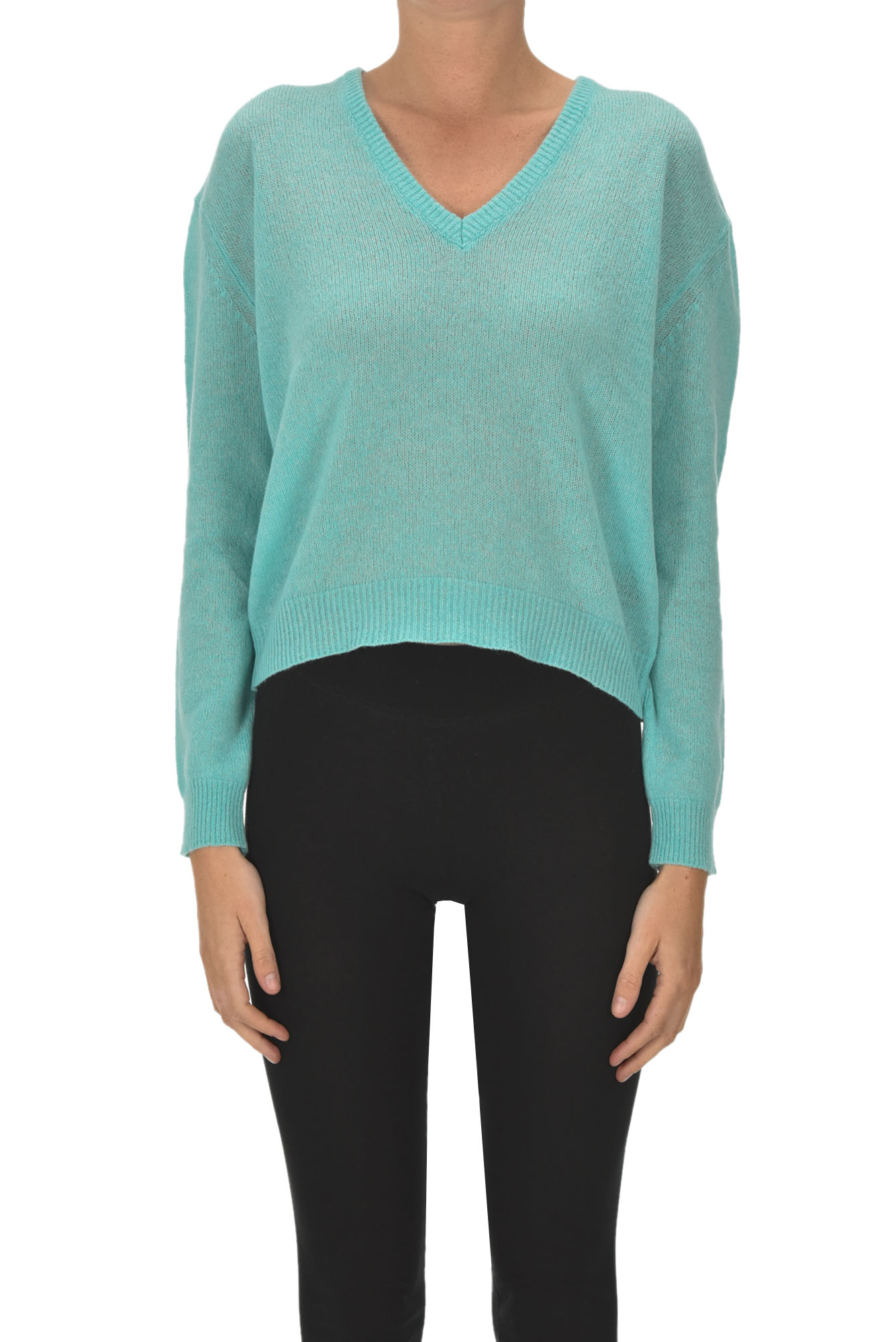 Pullover cropped in cashmere