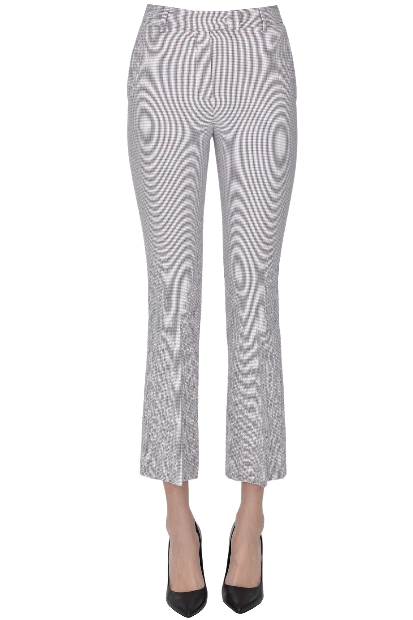 Micro checked print trousers