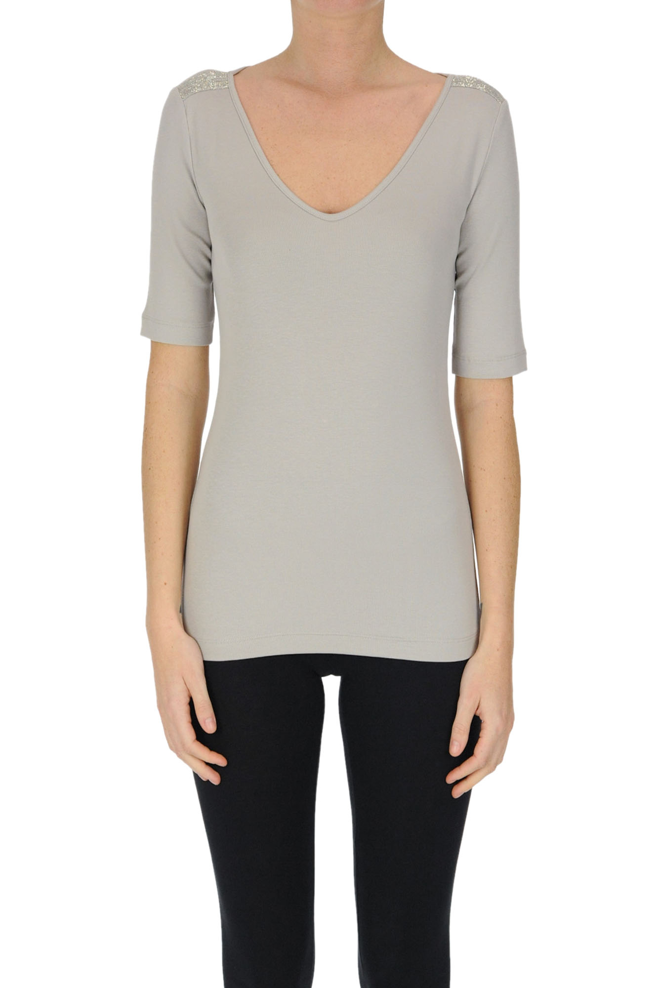 T-shirt in cotone a costine