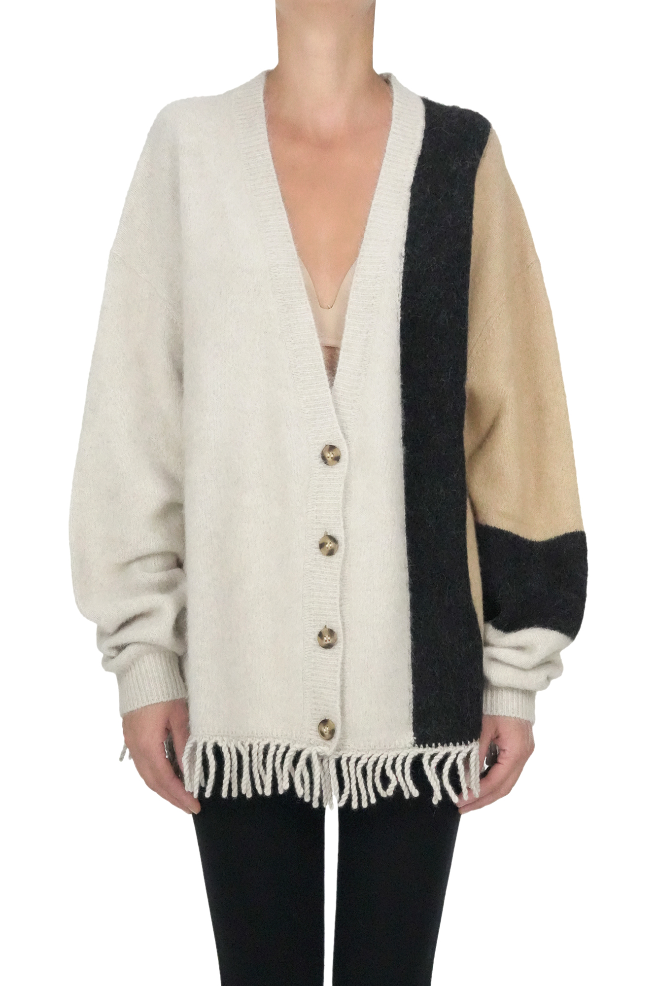 Mes Demoiselles Color Block Maxi Cardigan In Multi