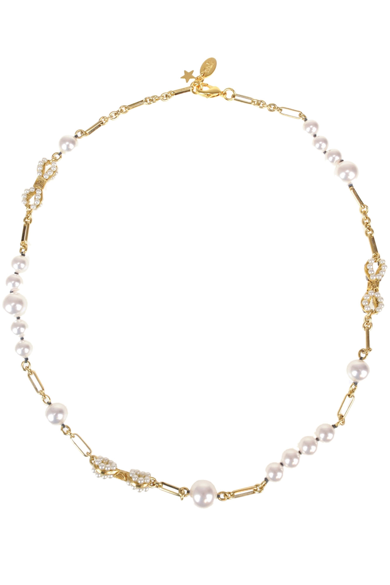 Collana in perle e catena metallica