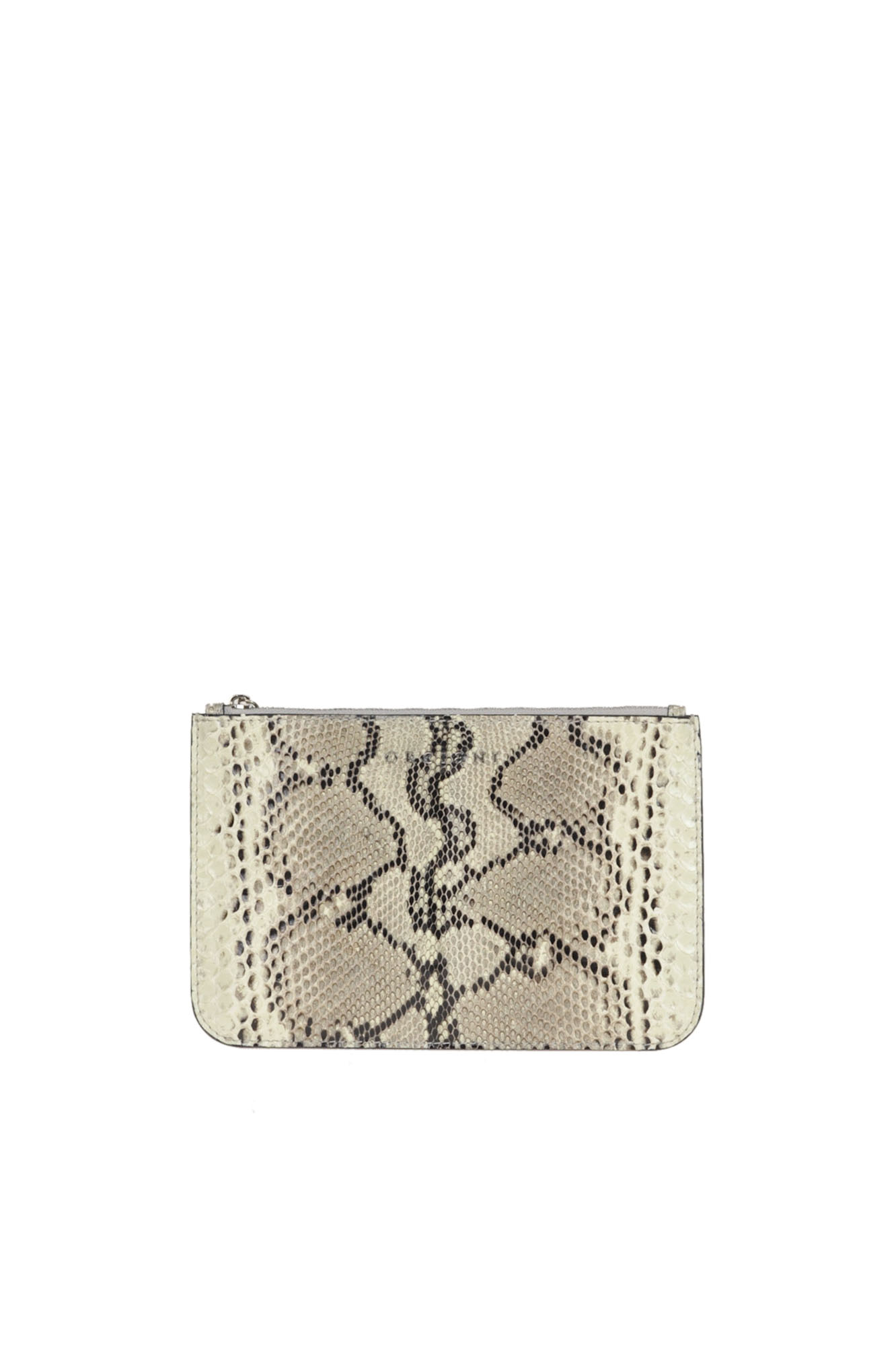 Orciani Pyton Leather Pouch In Beige